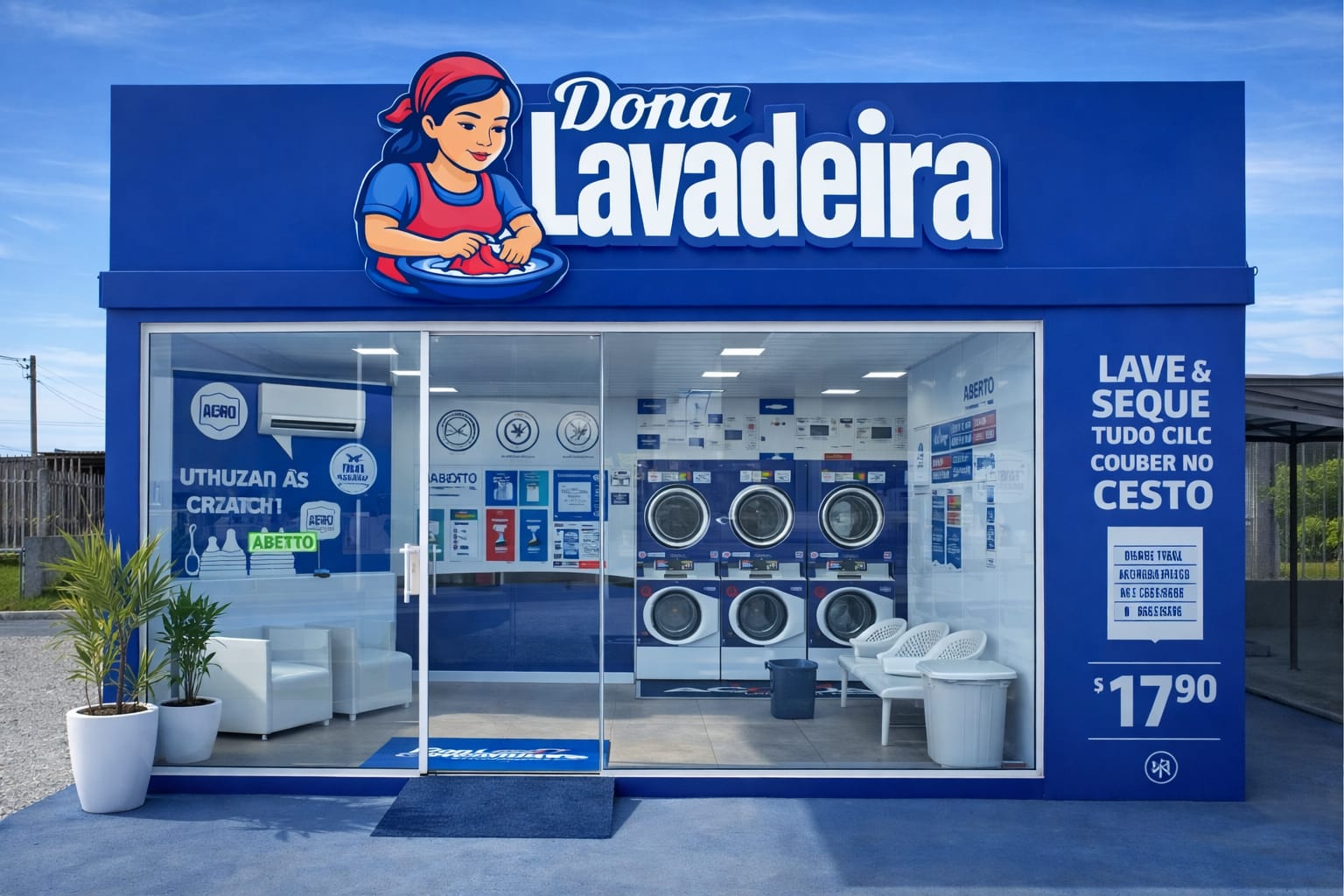Fachada Dona Lavadeira com plantas decorativas